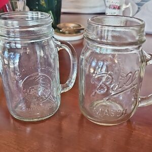 Glass Canning Jar Drink Mugs Beer Lemonade 2 Unmatched